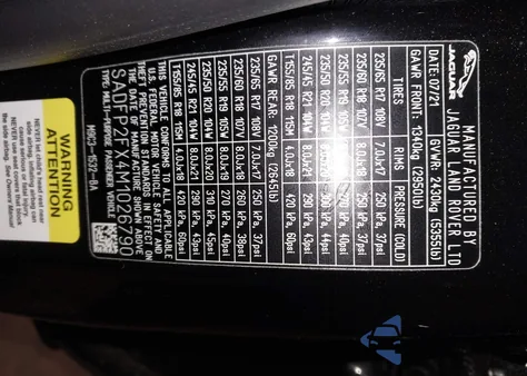 2021 Jaguar E-Pace Se P250 Awd Automatic z USA, uszkodzony, nr VIN SADFP2FX4M1026790